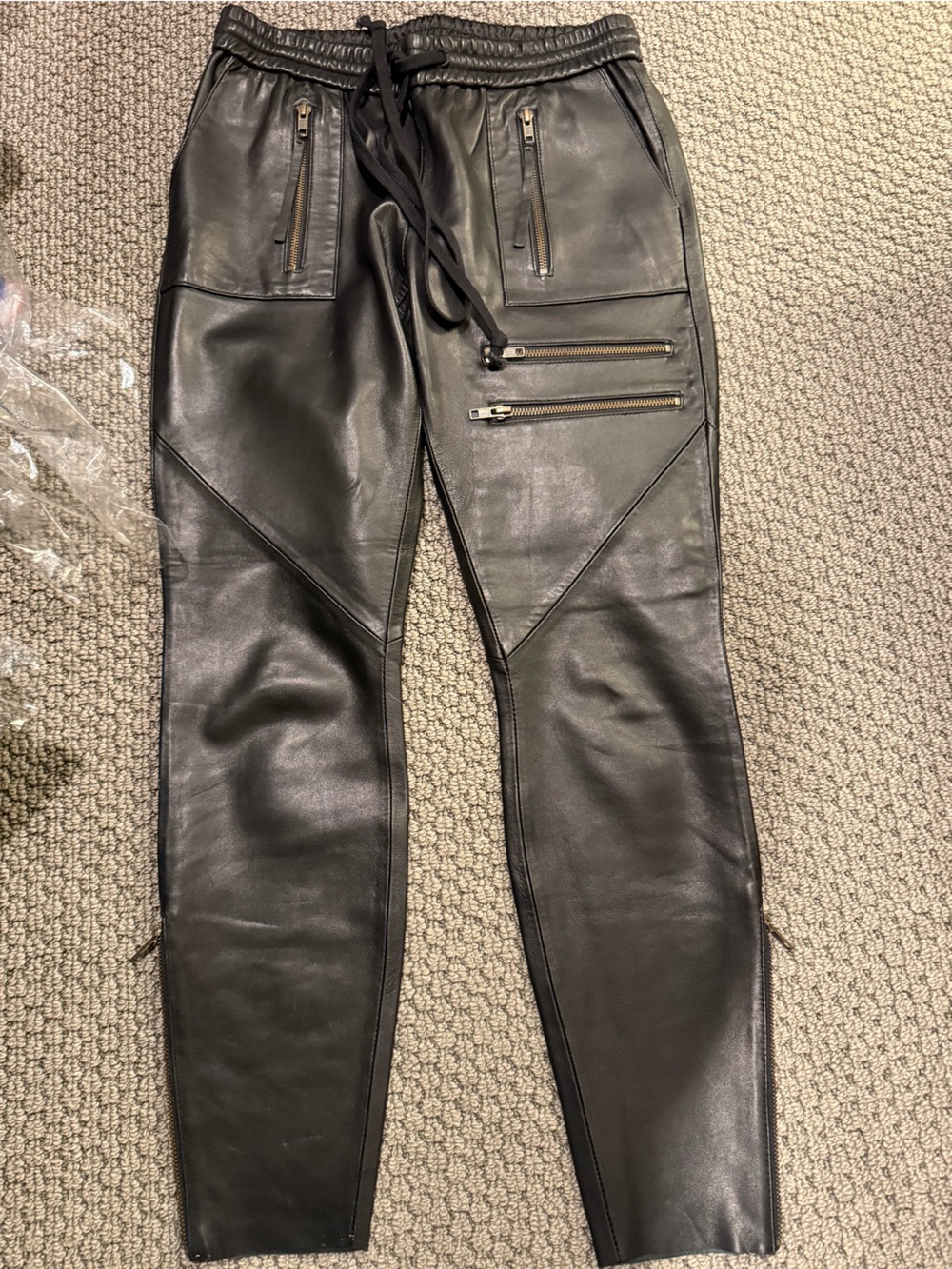 Pam and Geller new black leather joggers xs - Picture 8 of 11